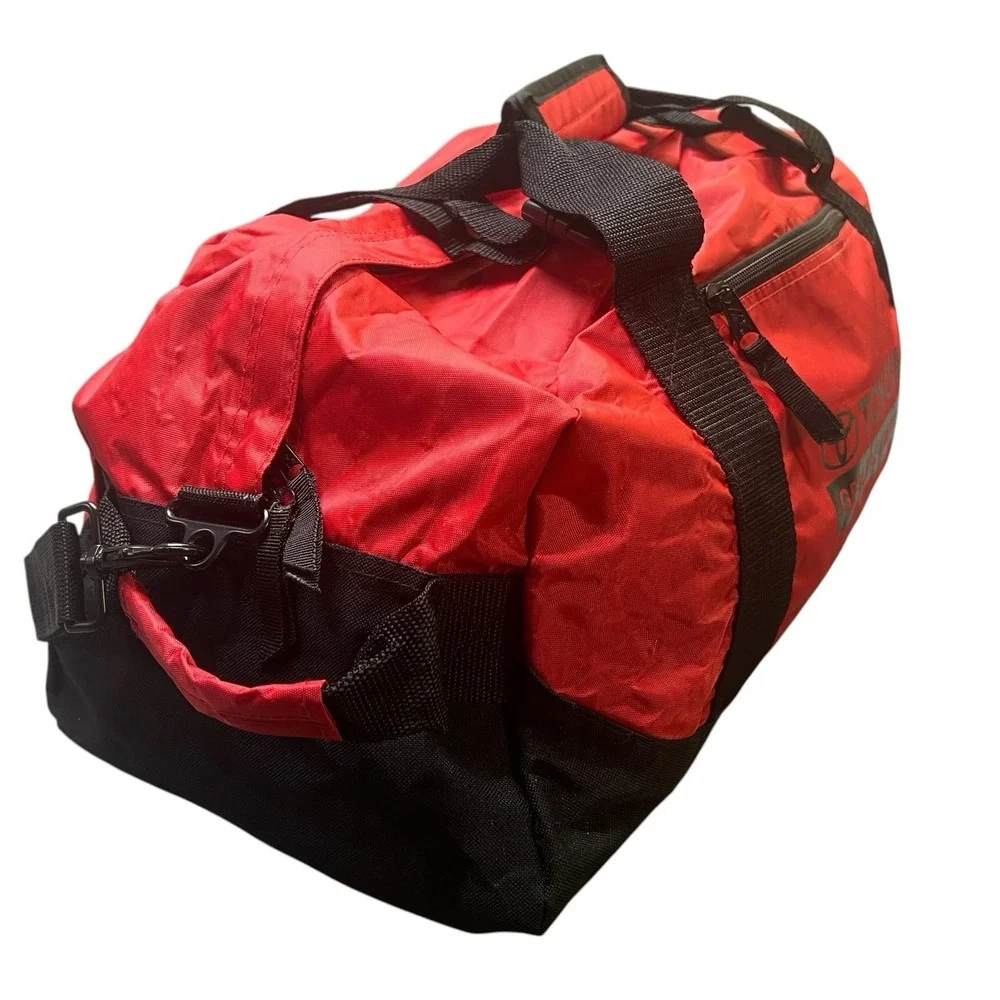 Vintage Toyota Genuine Parts Duffel Bag Red Travel Gym Shoulder Weekend OEM TRD